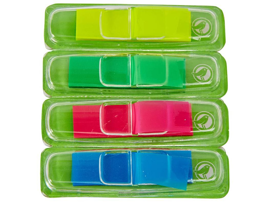 CONJUNTO DE 4 MARCADORES ADERENTES COM DISPENSADOR COM 36 FOLHAS AUCHAN image number 1