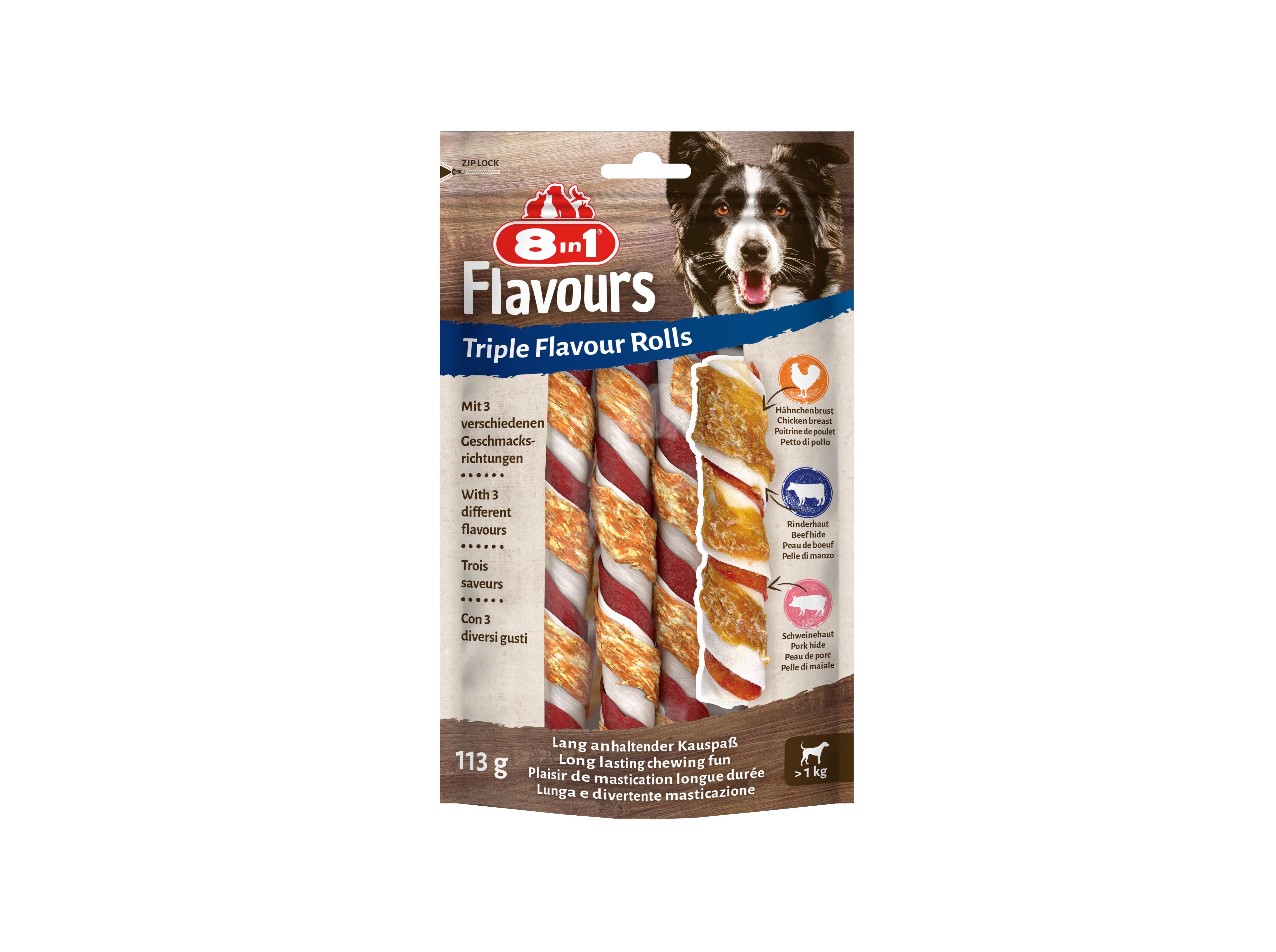 SNACKS C&Atilde;O 8IN1 TRIPLE FLAVOUR ROLLS 113G image number 0