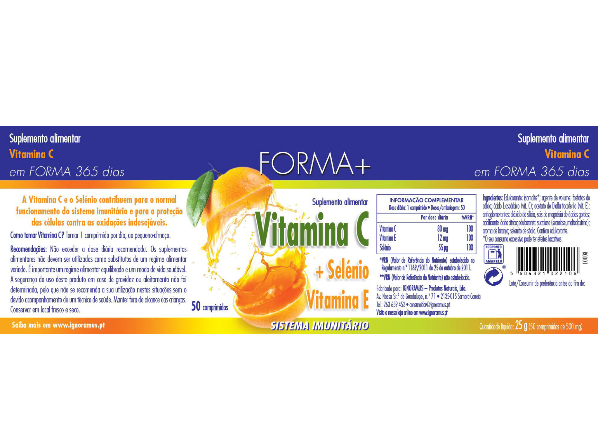 SUPLEMENTO FORMA+ VITAMINA C SEL&Eacute;NIO VITAMINA E 50 CAPS image number 1
