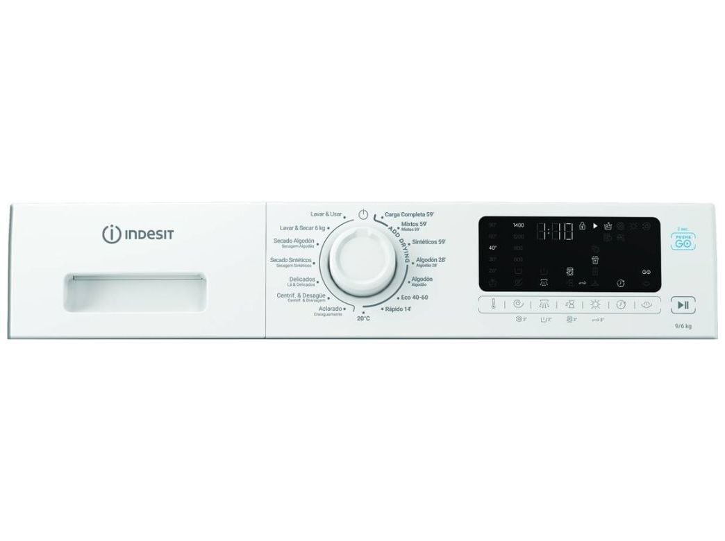 M&Aacute;QUINA DE LAVAR E SECAR ROUPA INDESIT IDP 9664 PUSH&GO SPT 9/6 KG 1400 RPM BRANCO image number 3