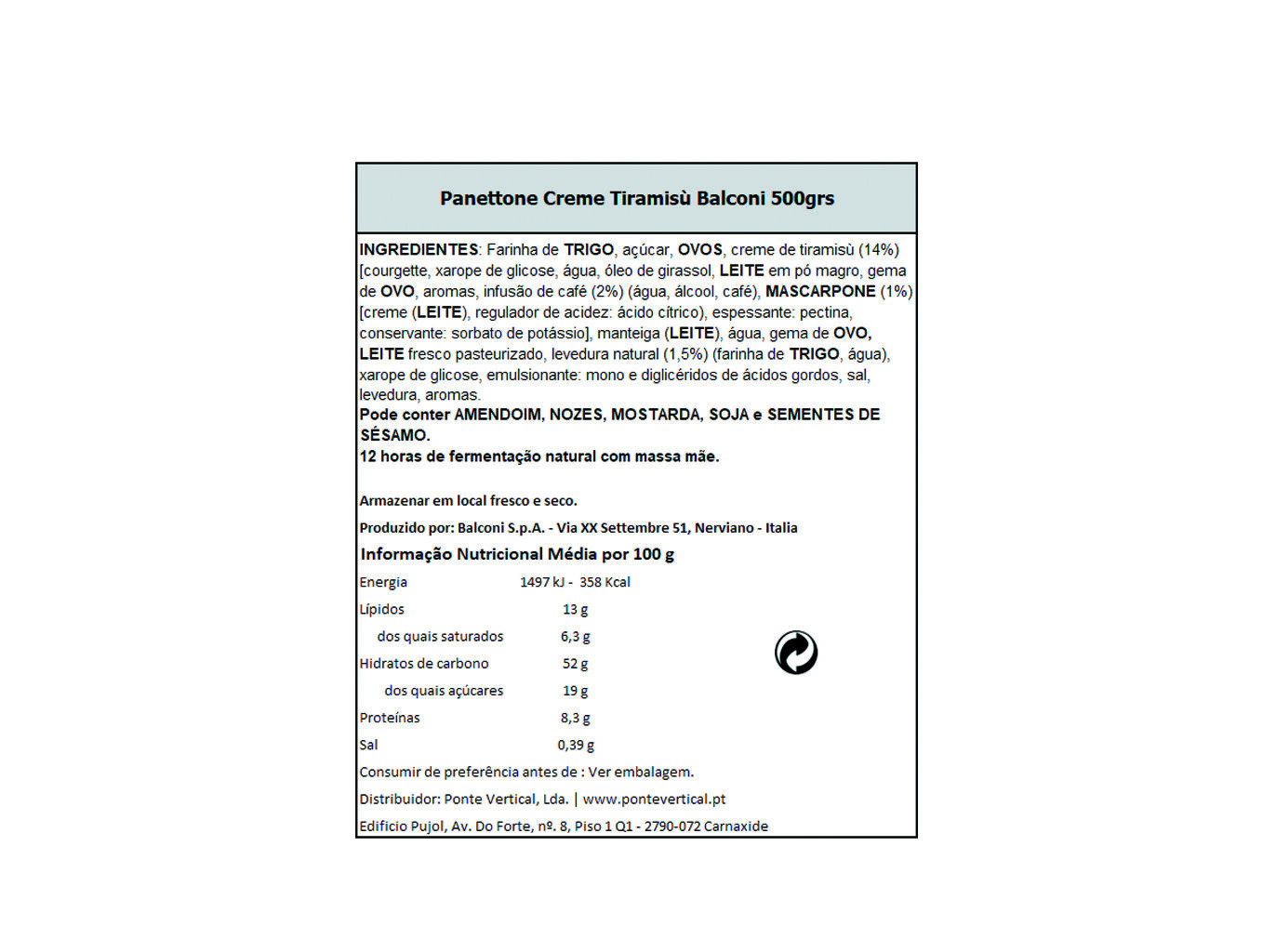 PANETTONE BALCONI CREME TIRAMISU 500G image number 1