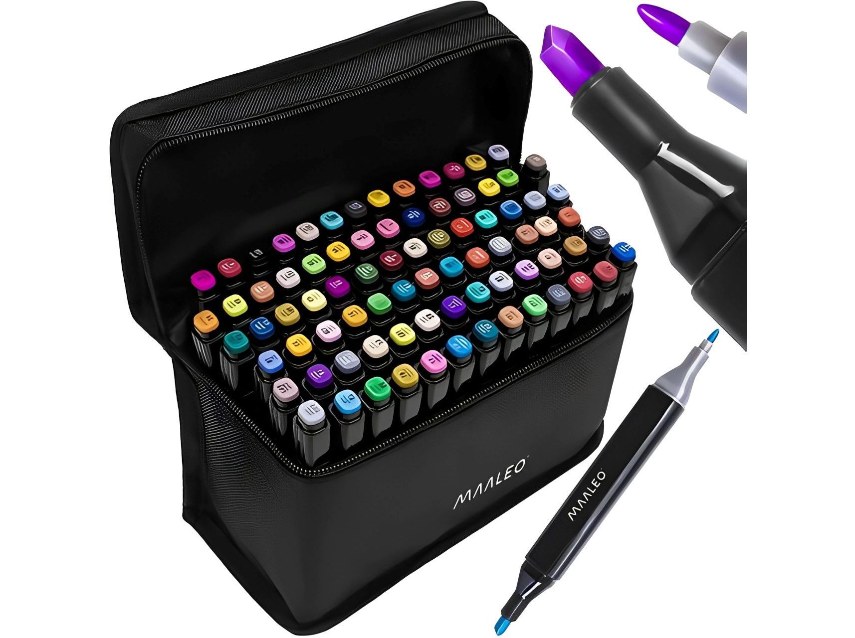 CONJUNTO DE 80 MARCADORES COM BOLSA DUPLA PONTA