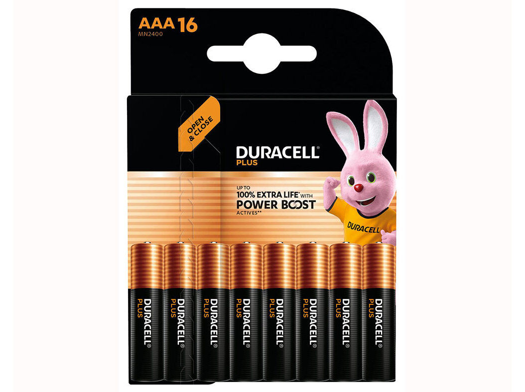 CONJUNTO DE PILHAS ALCALINA DURACELL PLUS AAA 16 UNIDADES image number 0