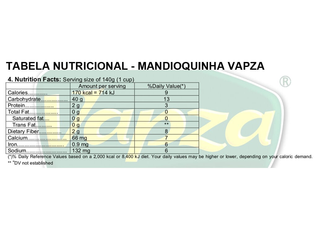 MANDIOQUINHA VAPZA COZIDA AO VAPOR SEM GL&Uacute;TEN 500G image number 1
