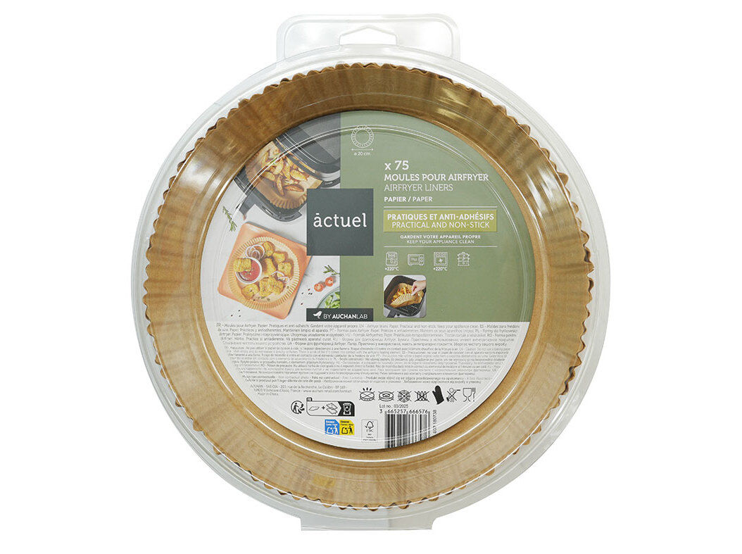 MOLDES PAPEL PARA AIRFRYER ACTUEL KRAFT 75UNIDADES &Oslash;20CM