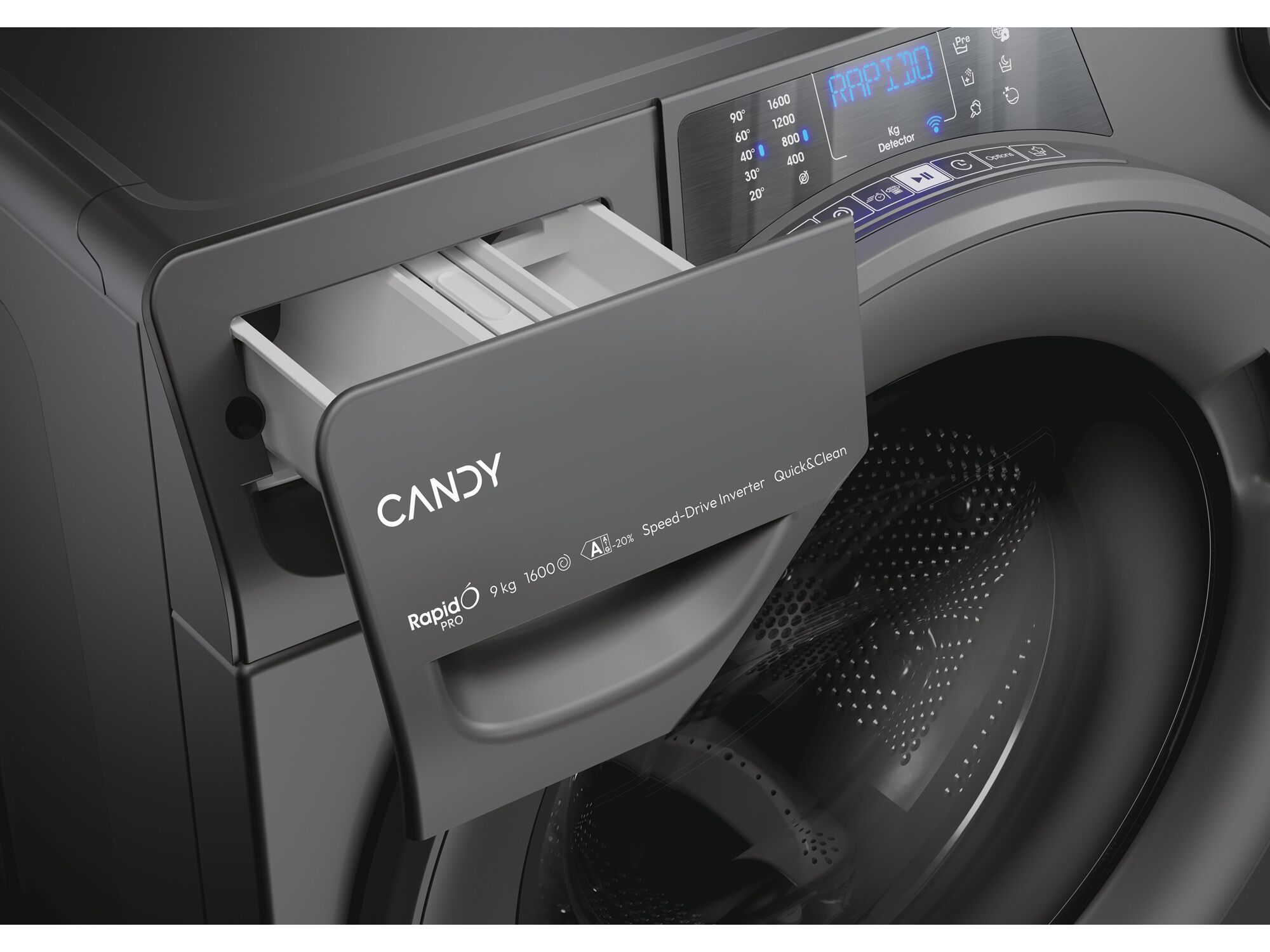 M&Aacute;QUINA DE LAVAR ROUPA CANDY RP 696BWMRR8/1-S - CINZA A 9 KG image number 6