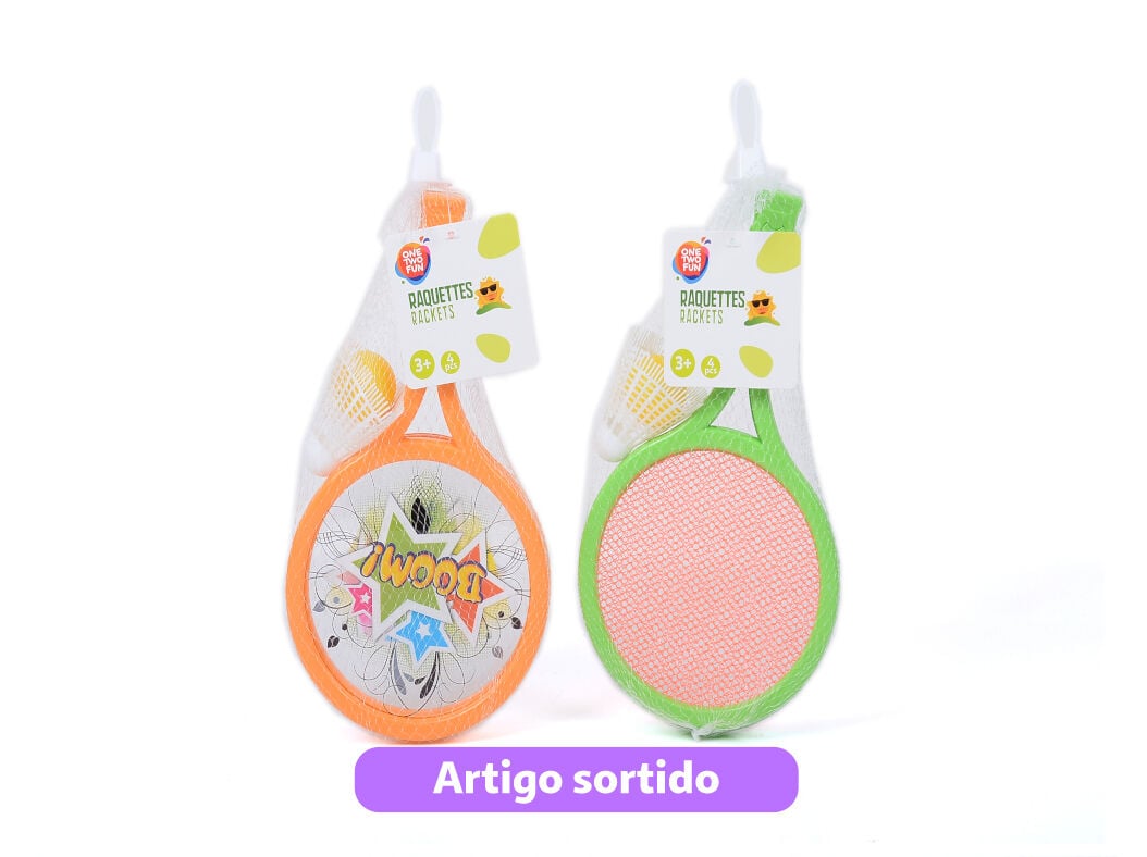 RAQUETES MINI E BOLA ONE TWO FUN CORES SORTIDAS