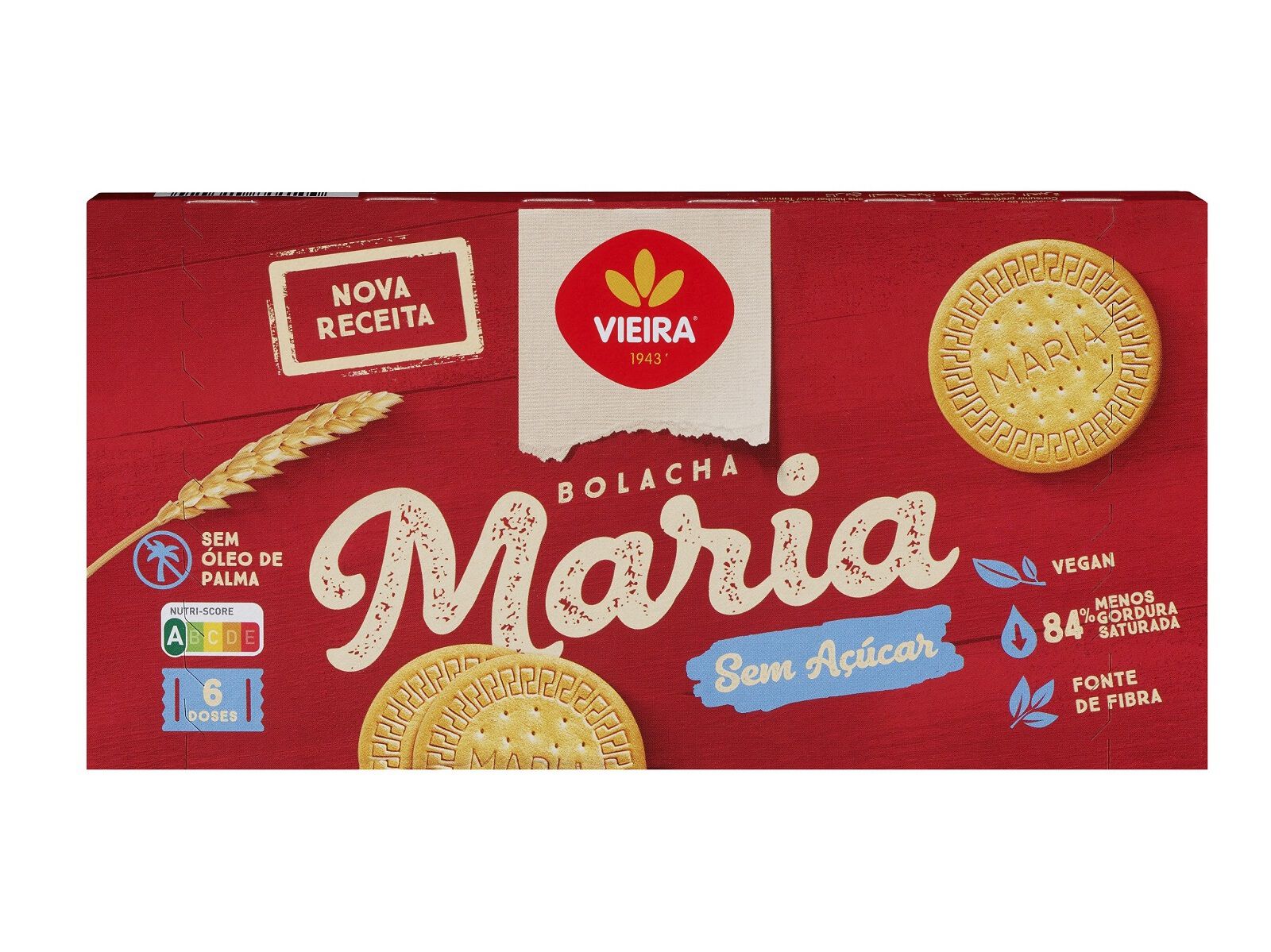 BOLACHA VIEIRA S/A&Ccedil;UCAR CASTANHO CLARO 150G