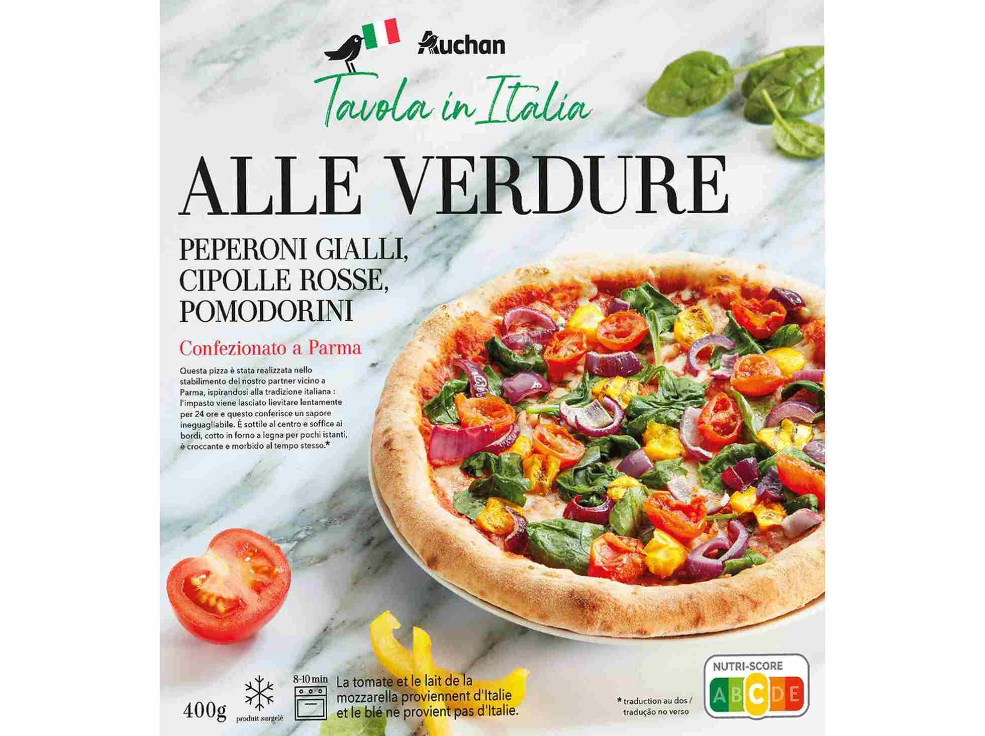 PIZZA AUCHAN &Agrave; MESA EM IT&Aacute;LIA ALLE VERDURE 400G