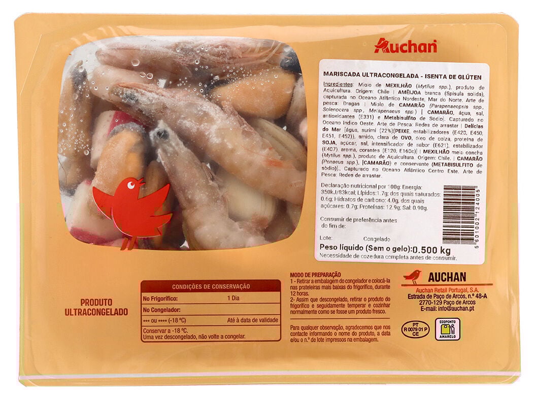MARISCADA AUCHAN SEM GL&Uacute;TEN 500G