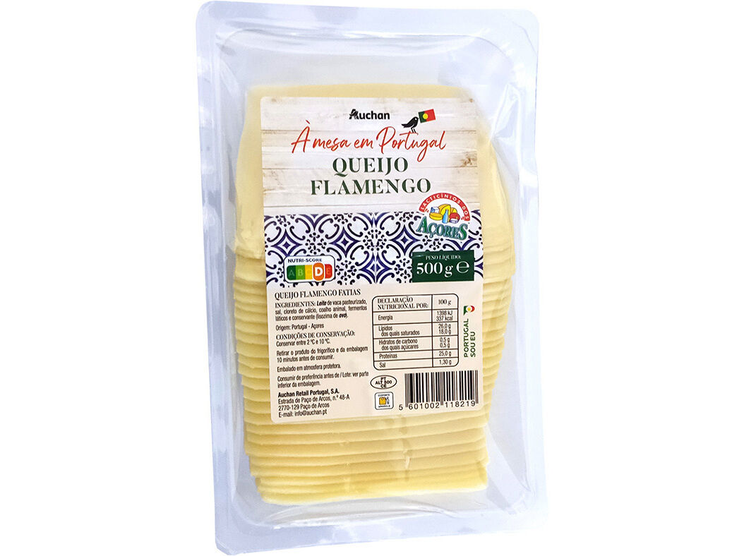 QUEIJO FLAMENGO AUCHAN &Agrave; MESA EM PORTUGAL A&Ccedil;ORES FATIAS 500G image number 0