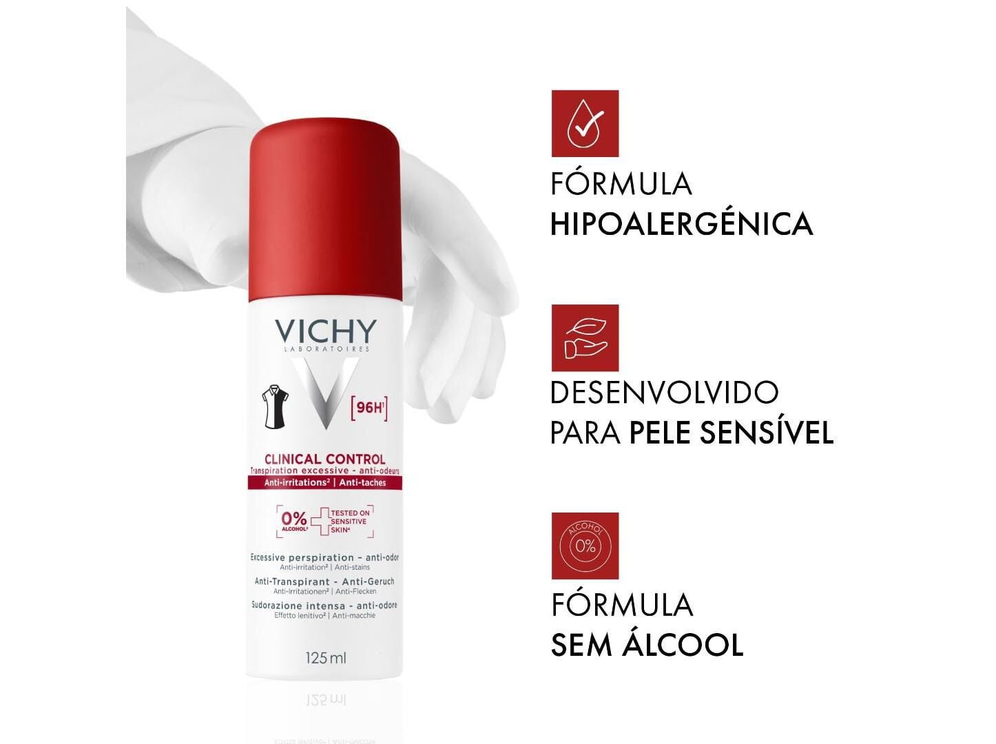 DESODORIZANTE SPRAY VICHY CLINICAL CONTROL 96H 125ML image number 1