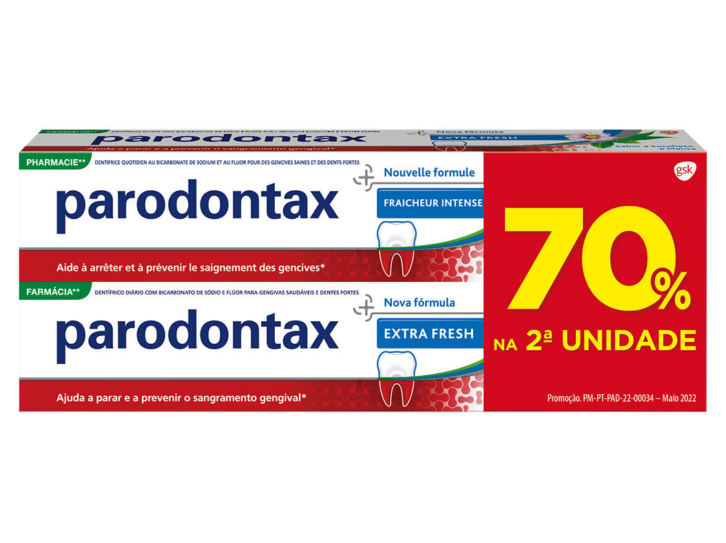 PASTA DENTIFRICA PARODONTAX EXT FRESH 2X75ML 70%DESC2&ordf;UNDM