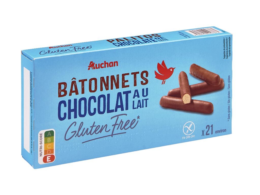 PALITOS AUCHAN CHOCOLATE LEITE SEM GL&Uacute;TEN 130G