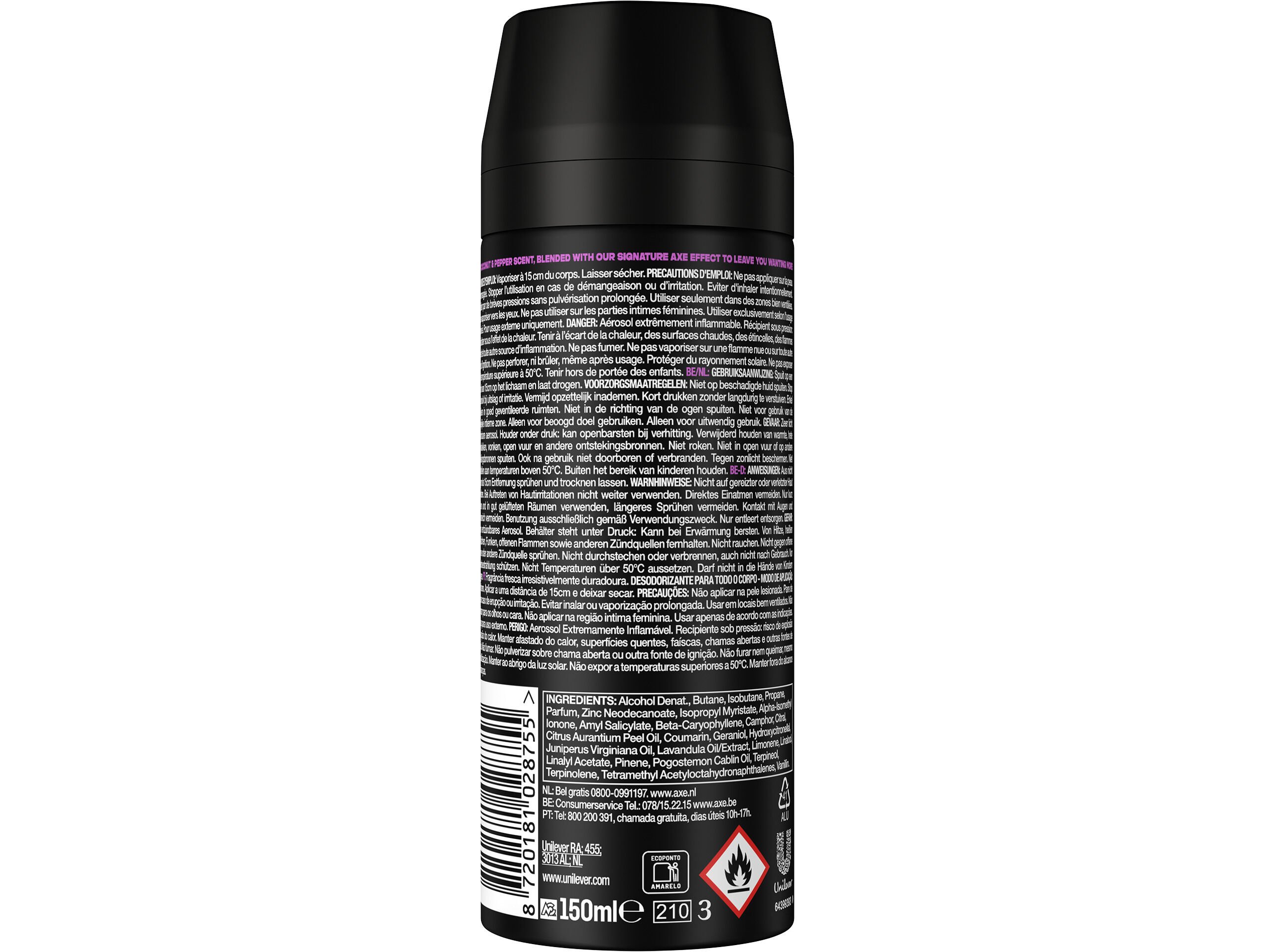 DEO AXE SPRAY AERO EXCITE 150ML image number 1
