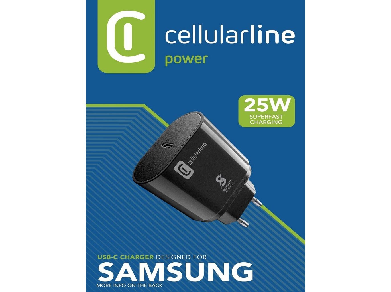 CARREGADOR CELLULARLINE PRETO 25W USB-C P/ SAMSUNG image number 0