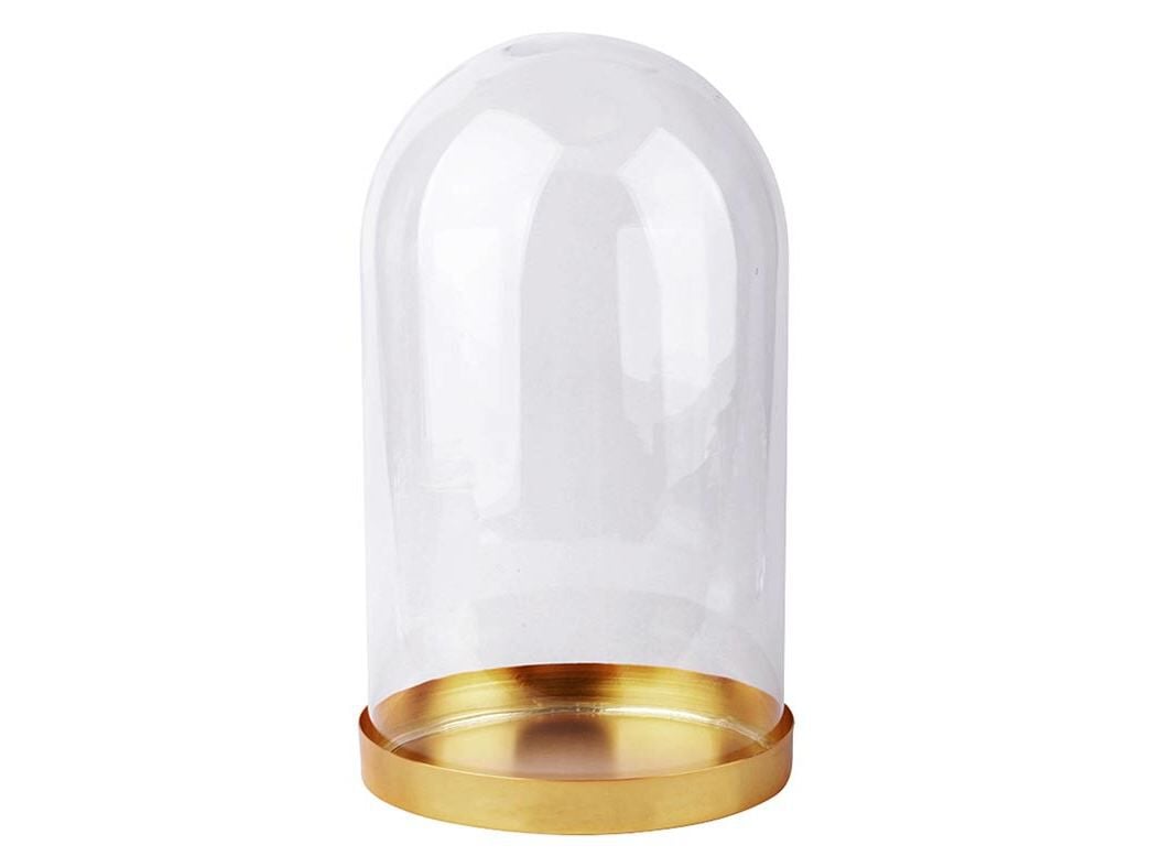 CAMPANULA ACTUEL VIDRO BASE DOURADA 12.5XA19CM