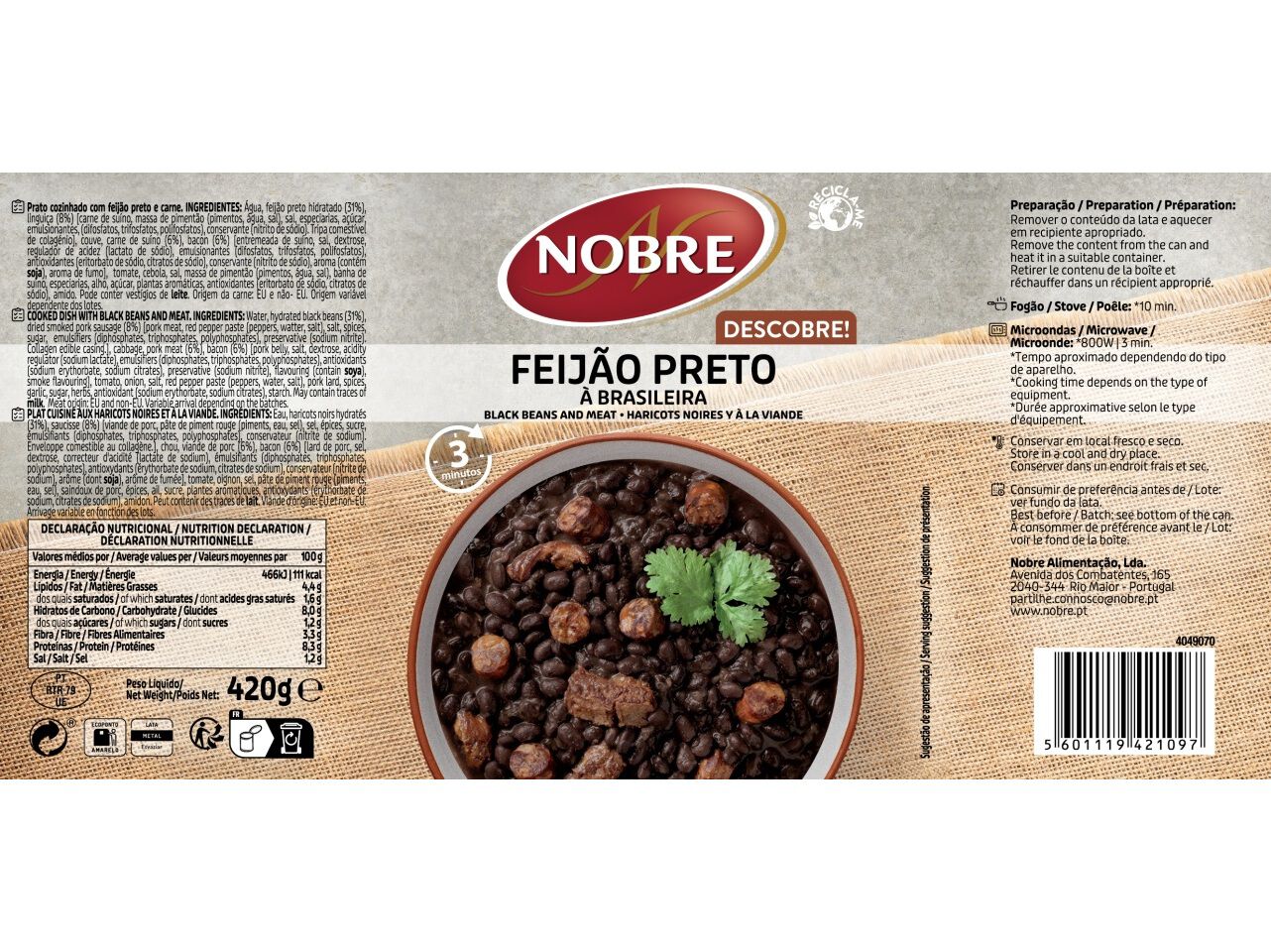 FEIJ&Atilde;O PRETO NOBRE &Agrave; BRASILEIRA 420G image number 1