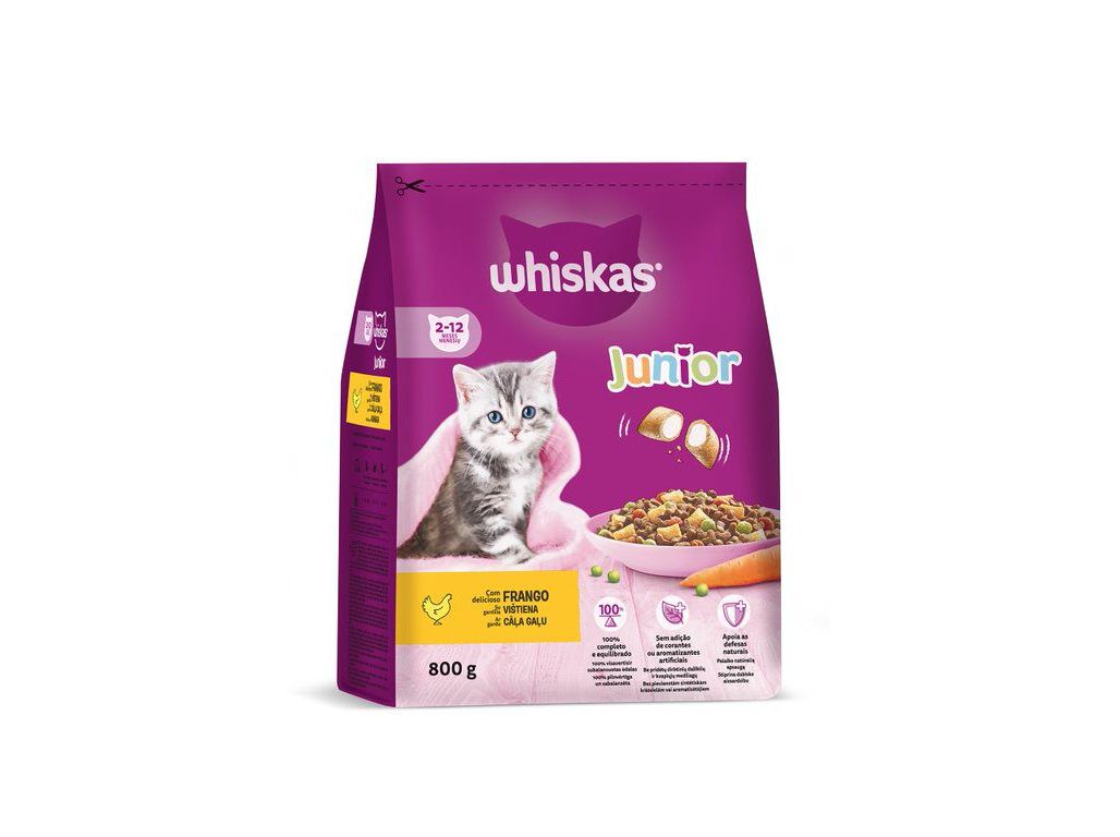 RA&Ccedil;&Atilde;O PARA GATO WHISKAS J&Uacute;NIOR GALINHA 800G