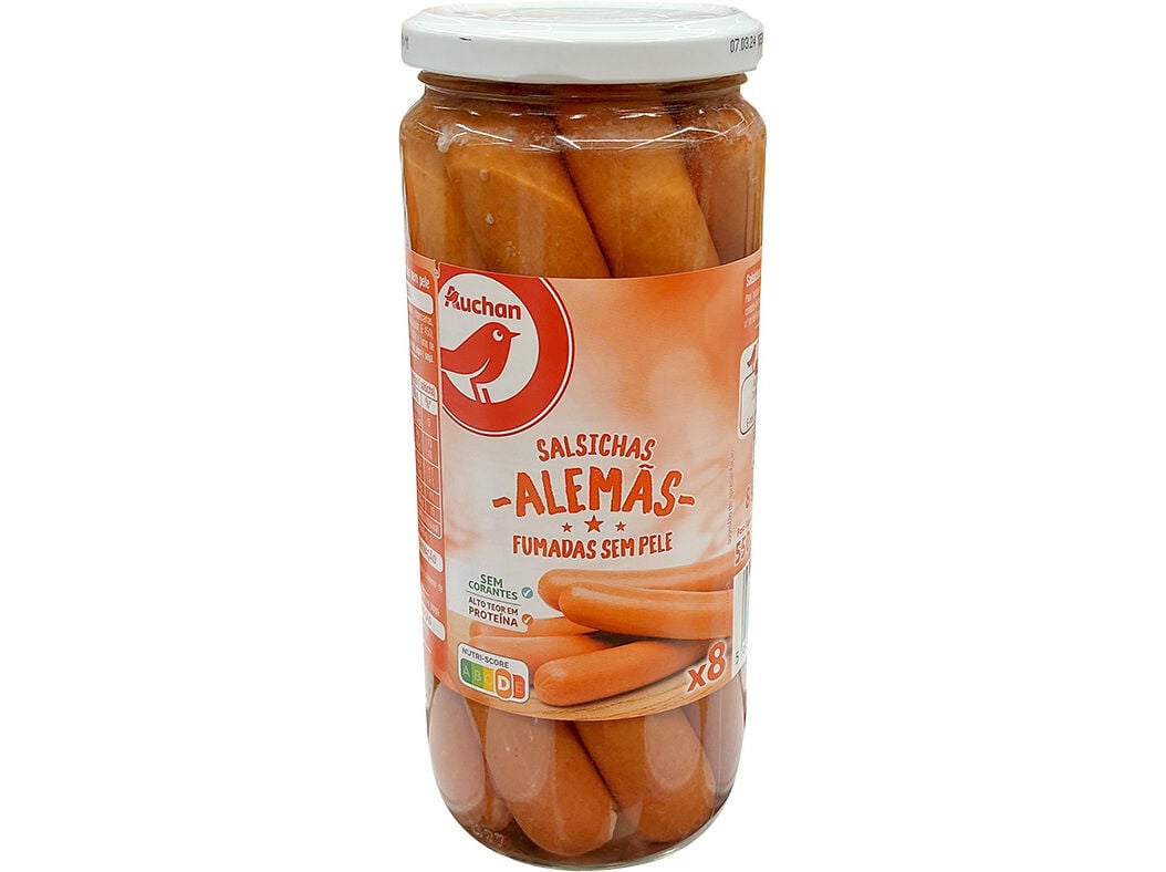 SALSICHAS ALEM&Atilde;S AUCHAN FUMADAS S/PELE 8UN 1030(720)G image number 0