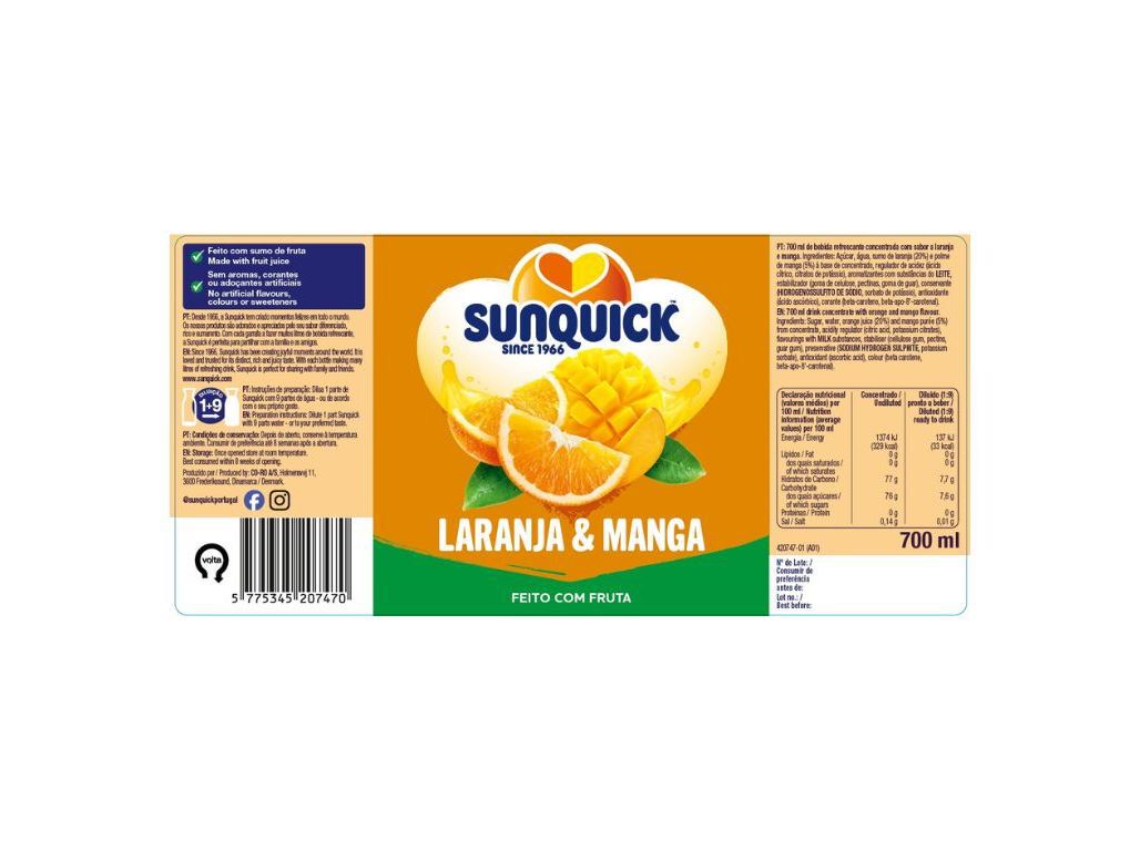 CONCENTRADO SUNQUICK LARANJA/MANGA 0.70L image number 1