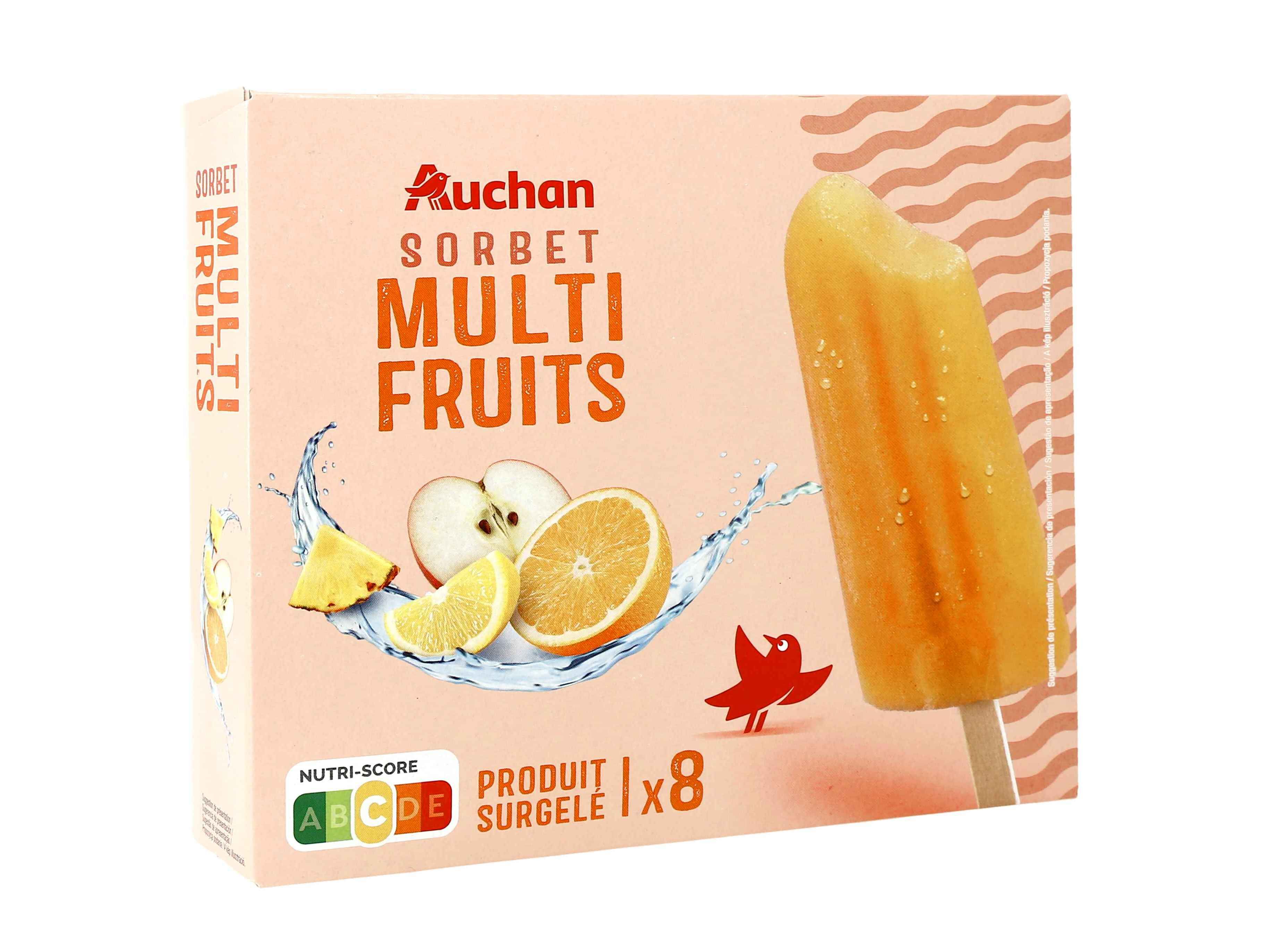 SORBET PALITO AUCHAN MULTI FRUITS 8X69ML image number 1