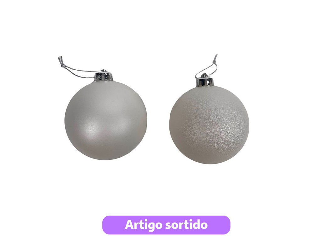 BOLA DE NATAL ACTUEL BRANCO 8CM MODELOS SORTIDOS