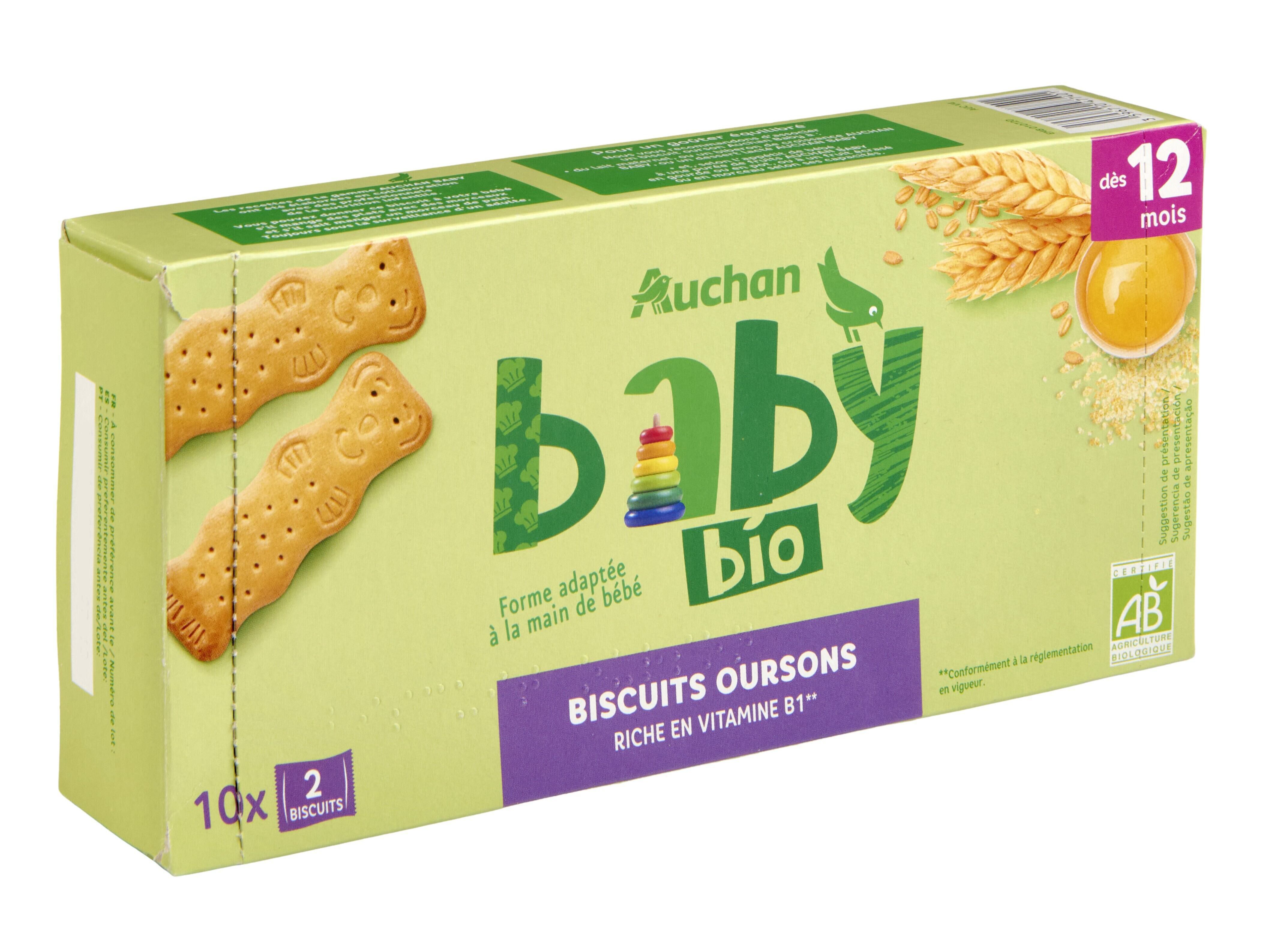 BOLACHINHAS AUCHAN BABY BIO APARTIR DOS 12 MESES 10 SAQUETAS 150G