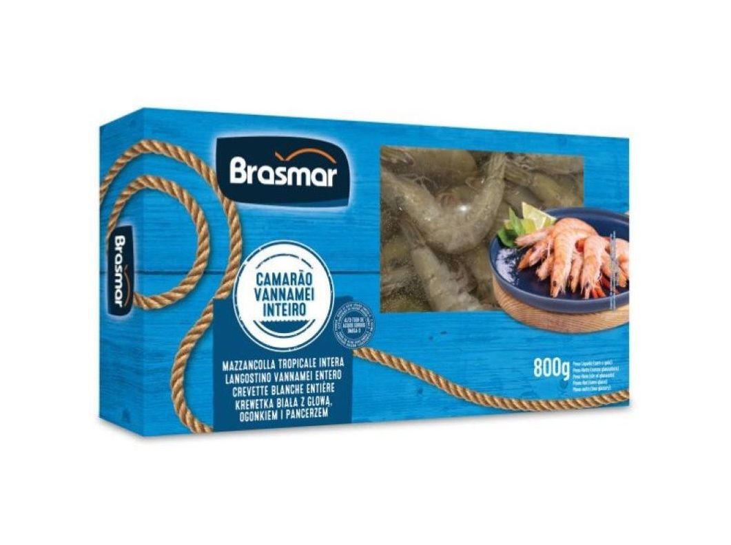 CAMAR&Atilde;O VANNAMEI BRASMAR INTEIRO 40/50 ULTRACONGELADO 800G image number 1