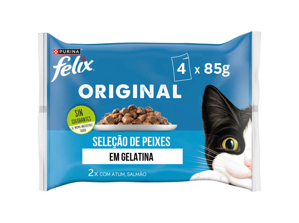 COMIDA H&Uacute;MIDA PARA GATO FELIX SELE&Ccedil;&Atilde;O DE PEIXES 4X85G image number 0