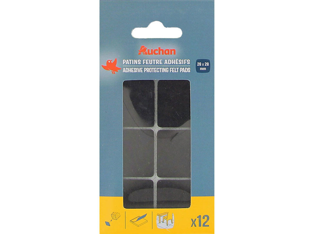 FELTROS PROTECTORES AUCHAN CASTANHOS ADESIVOS 12 PE&Ccedil;AS 28X28MM