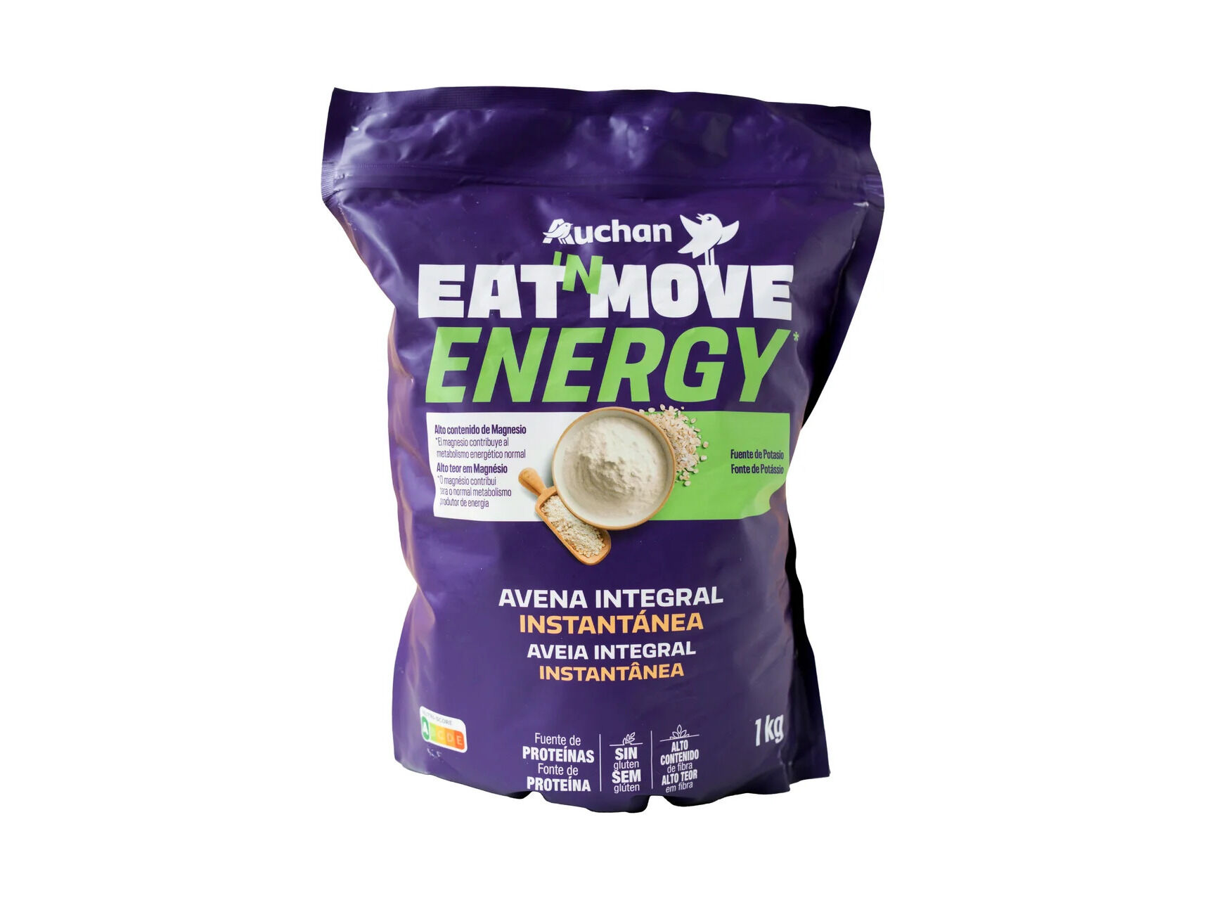AVEIA INTEGRAL AUCHAN EAT'N MOVE ENERGY INSTANT&Acirc;NEA S/GL&Uacute;TEN 1KG