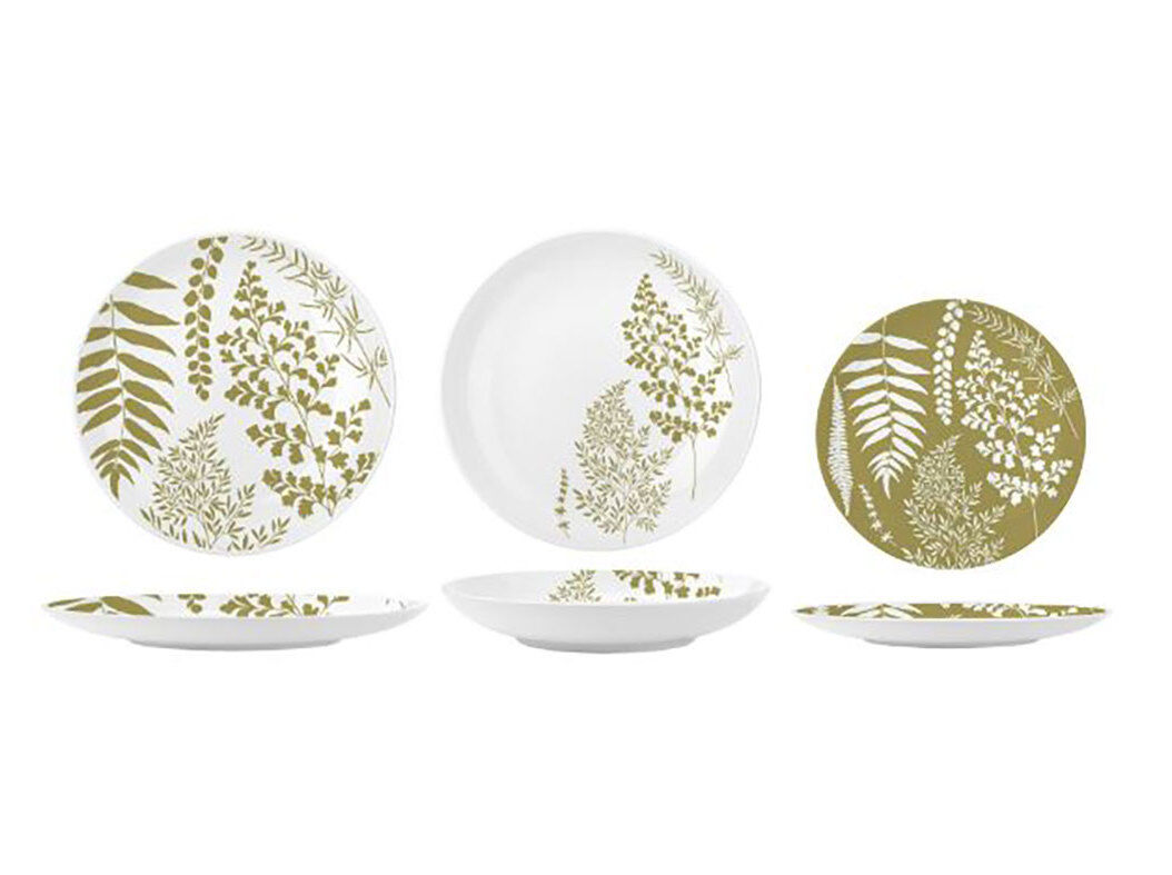 SERVI&Ccedil;O PORCELANA ACTUEL FOLHAS DOURADO 18 PE&Ccedil;AS