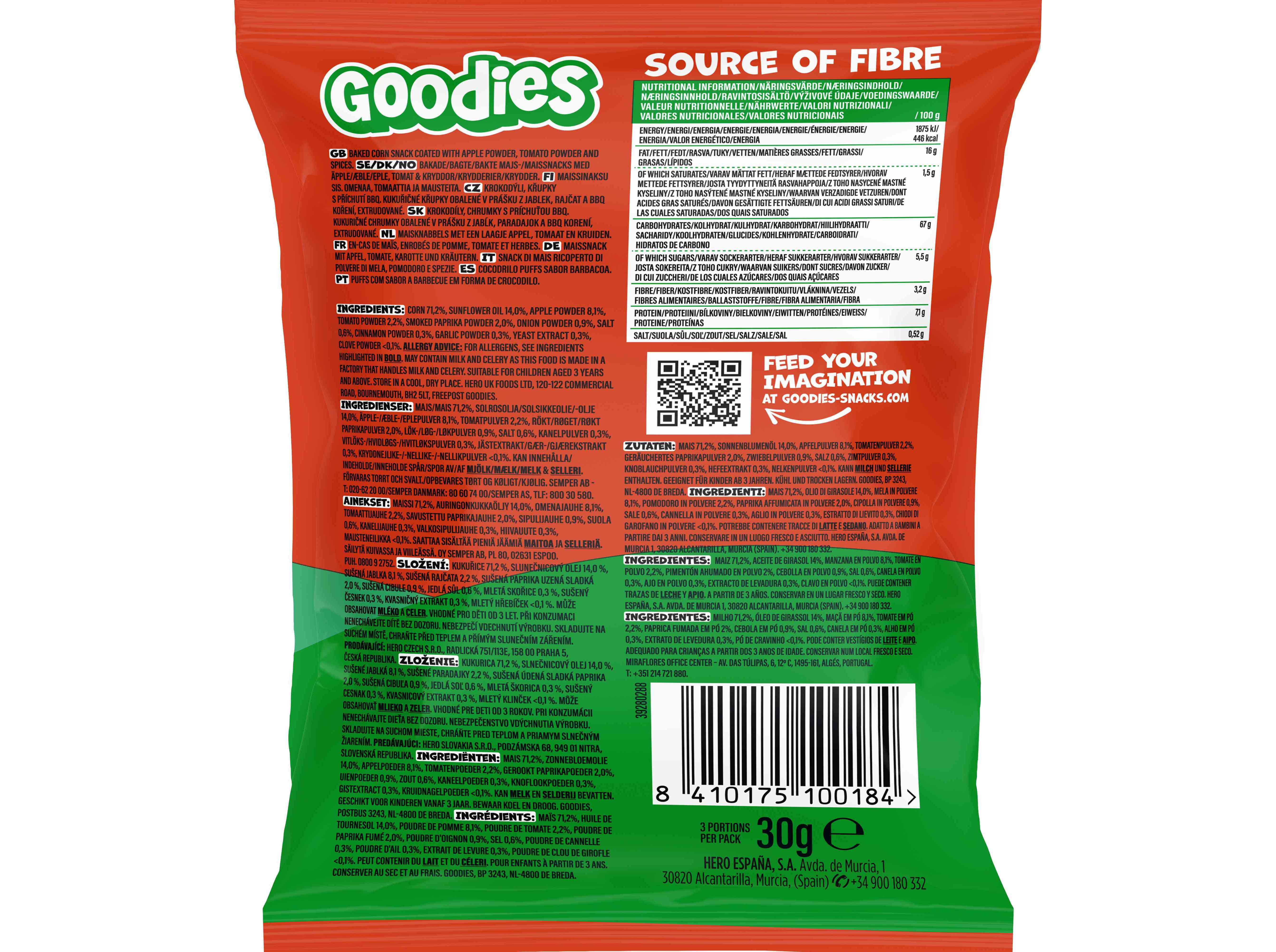 SNACK GOODIES CROCODILE PUFFS BBQ 30G image number 1