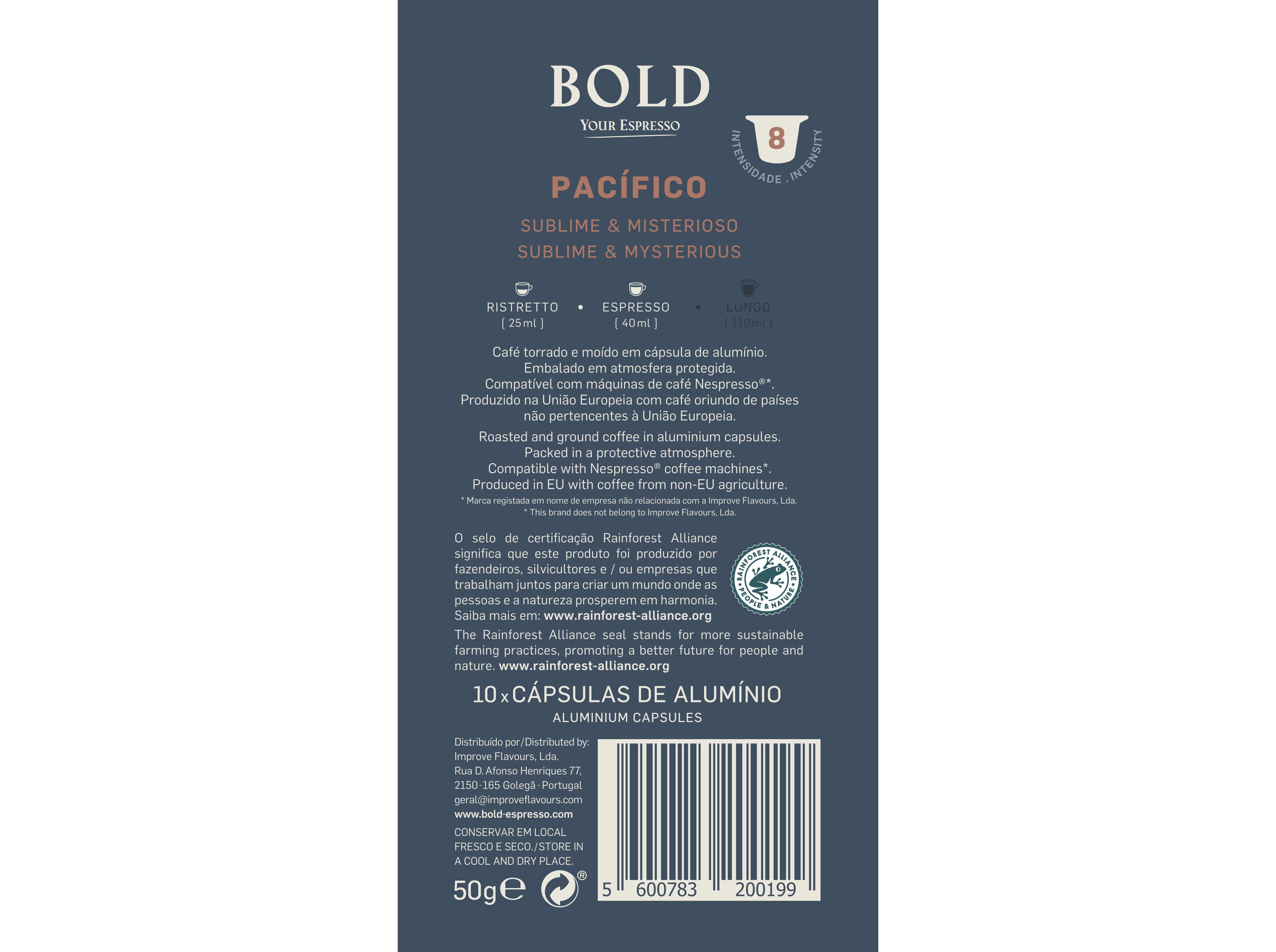 C&Aacute;PSULAS CAF&Eacute; BOLD ALUMINIO COMPAT&Iacute;VEL COM NESPRESSO PACIFICO 1O UN image number 1