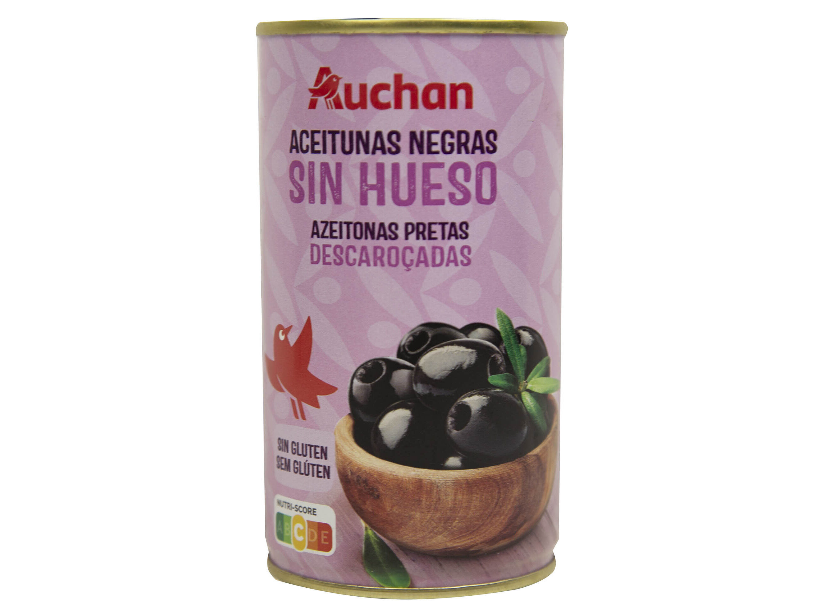 AZEITONA PRETA AUCHAN SEM CARO&Ccedil;O EM LATA 350(150)G