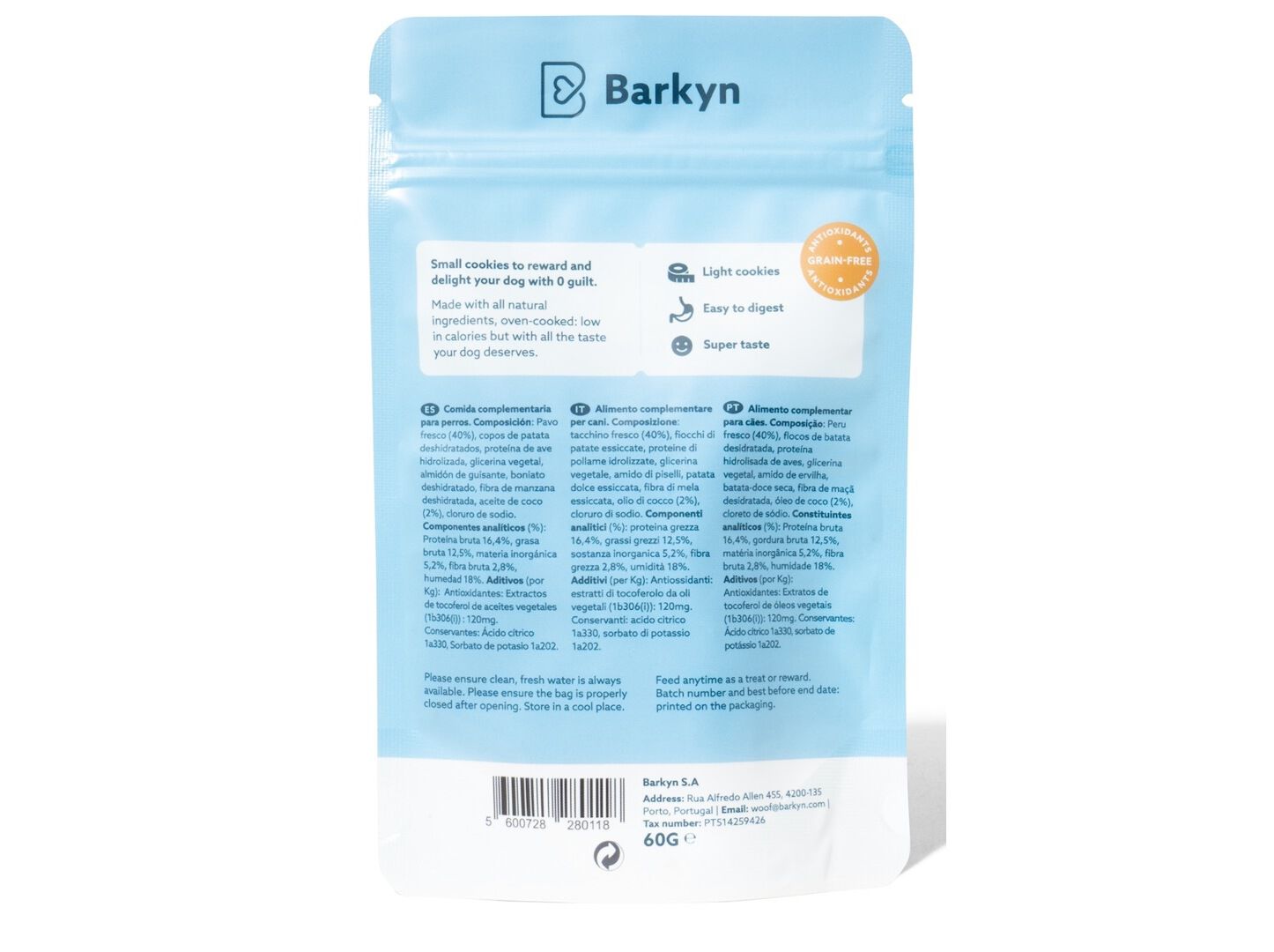 SNACKS PARA C&Atilde;O BARKYN PERU FRESCO E COCO 60G image number 1