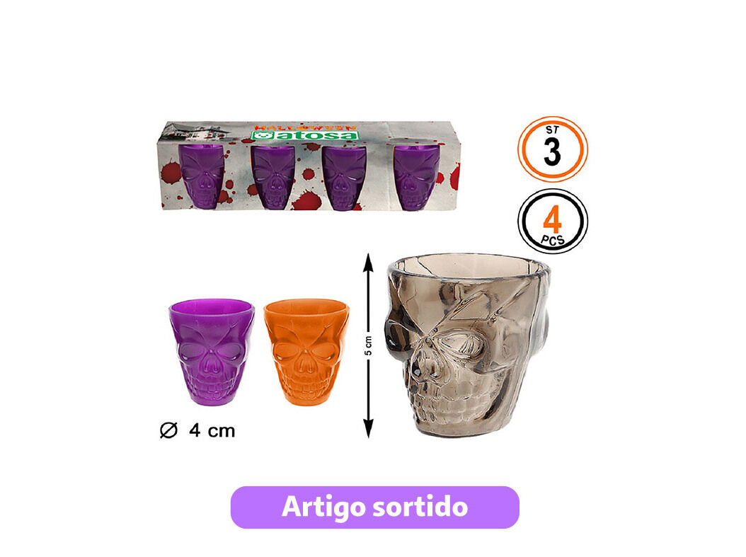 COPO HALLOWEEN TOPBRANDS 4 UNIDADES CORES SORTIDAS