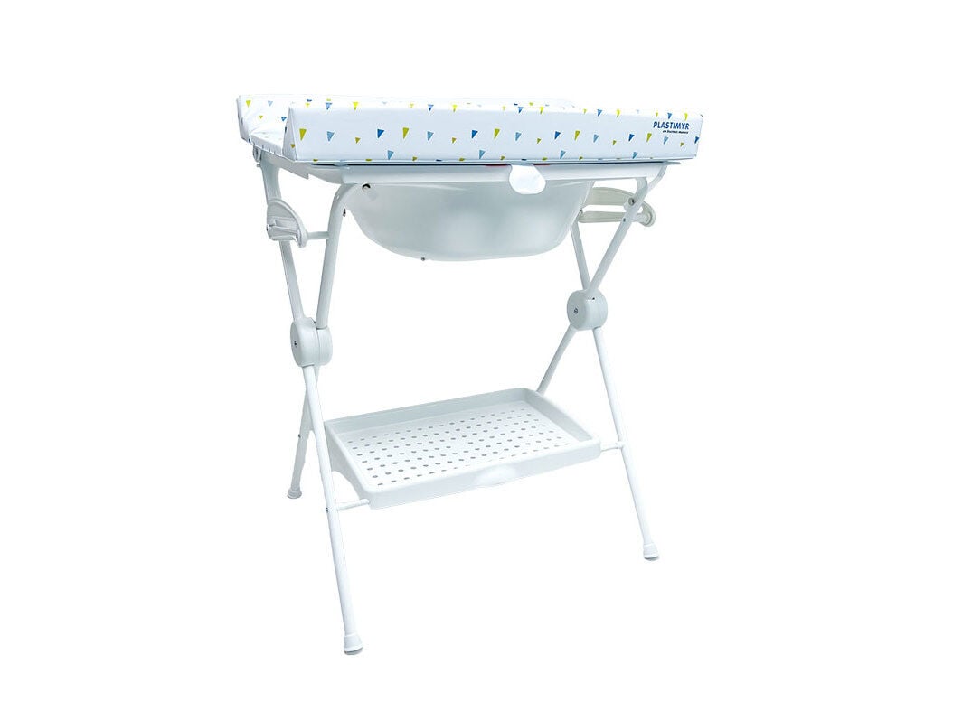 BANHEIRA COM MUDA FRALDAS PLASTIMYR AMARELO E AZUL