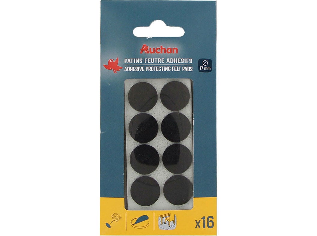 FELTROS PROTECTORES AUCHAN CASTANHOS ADESIVOS 16 PE&Ccedil;AS 17MM