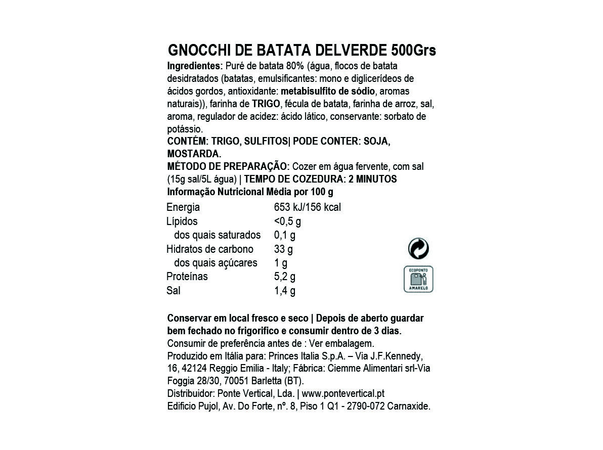 GNOCCHI DELVERDE BATATA 500 G image number 1
