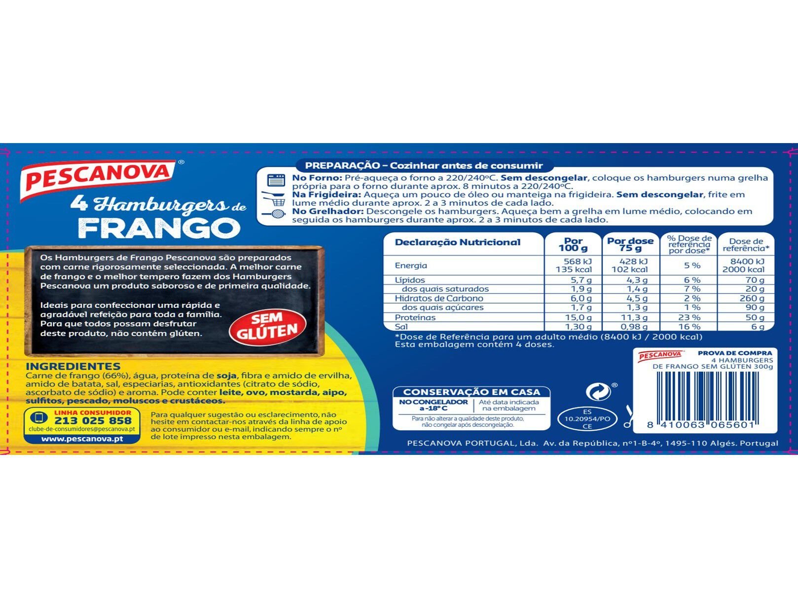 HAMBURGUERES PESCANOVA FRANGO SEM GLUTEN 300 G (4UN) image number 1