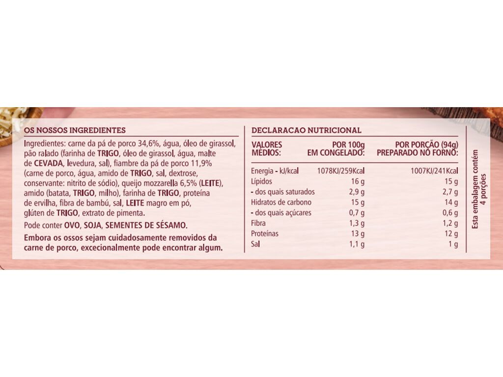 CROCANTES IGLO DE PORCO CORDON BLEU 376G image number 1