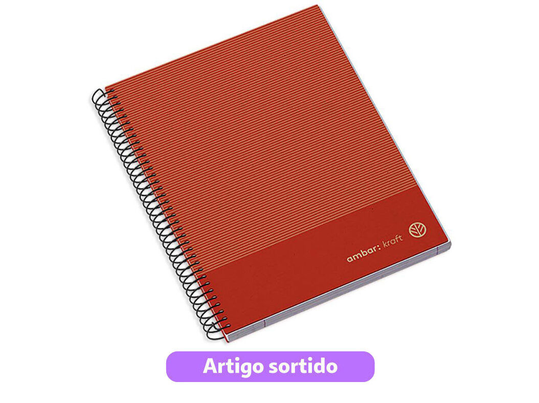 CADERNO ESPIRAL A5 AMBAR KRAFT CAPA DURA QUADRICULADO 100 FOLHAS CORES SORTIDAS image number 0