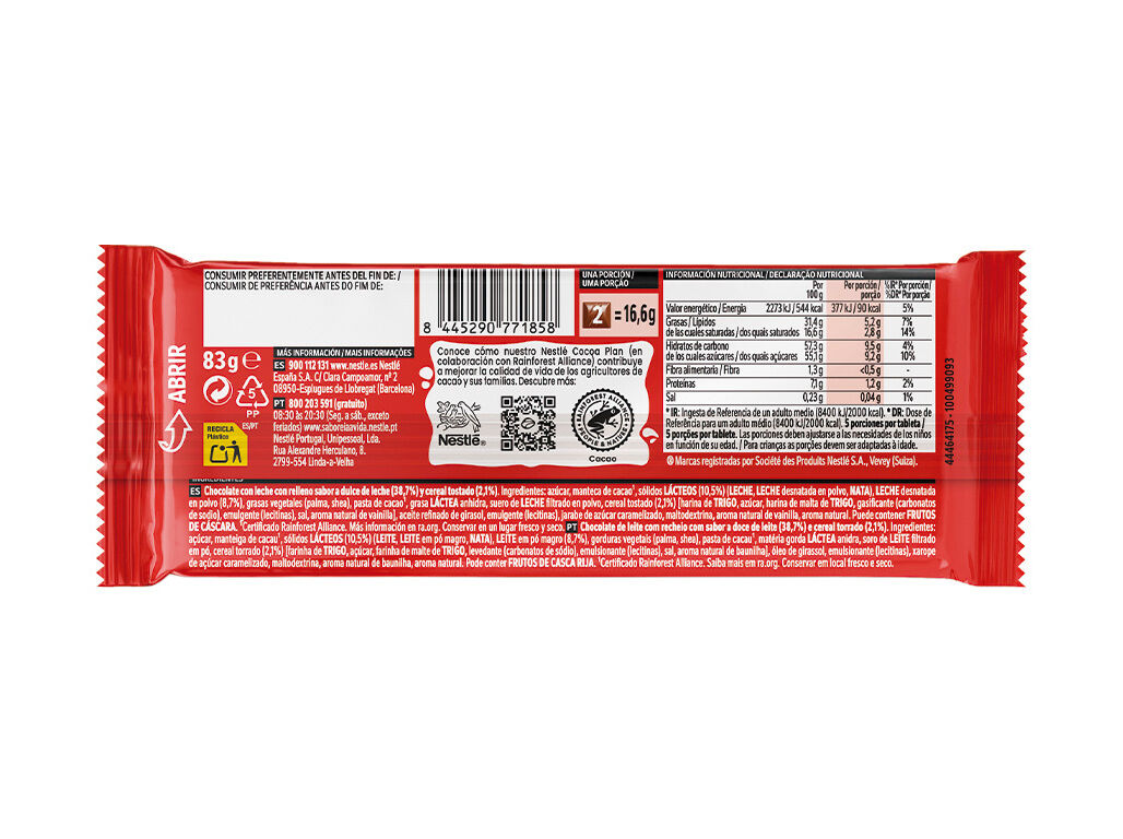 TABLETE NESTL&Eacute; EXTRAFINO DULCE DE LECHE 83 G image number 1