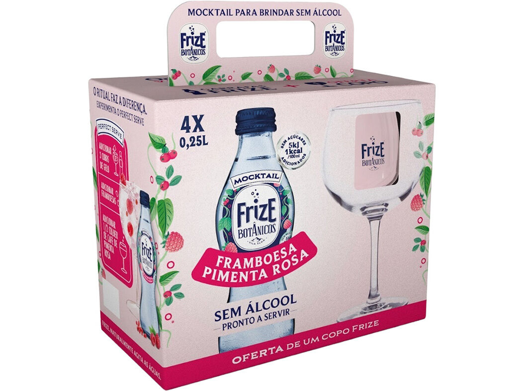 &Aacute;GUAS COM G&Aacute;S FRIZE BOT FRAMBOESA 4X0.25L C/COPO