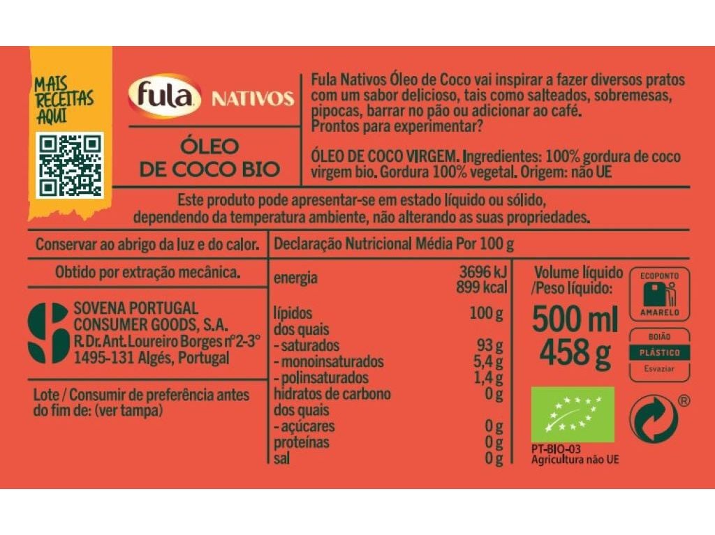 &Oacute;LEO DE C&Ocirc;CO FULA BIO 500 ML image number 1