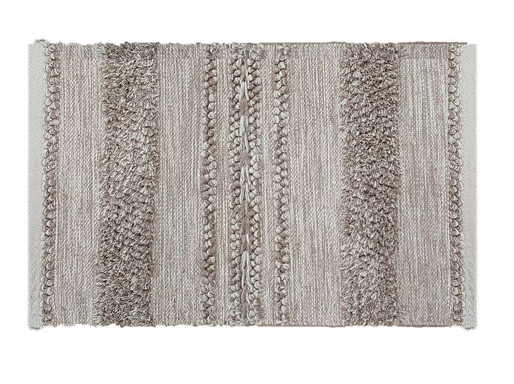 TAPETE ALGOD&Atilde;O RISCAS ACTUEL BEGE 45X90CM