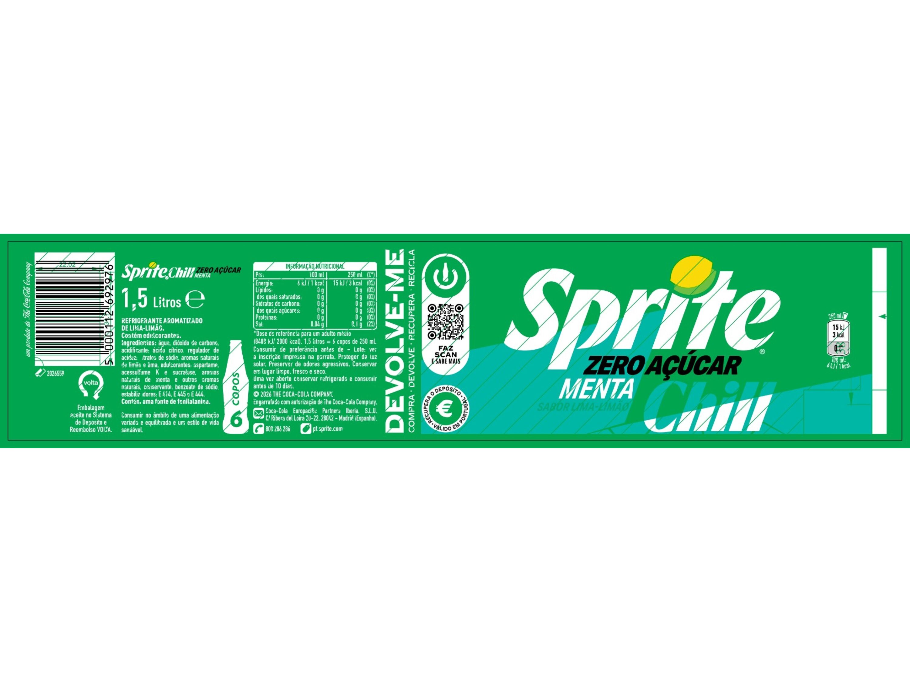 REFRIGERANTE C/G&Aacute;S SPRITE ZERO CHILL 1.5L (SDR) image number 1