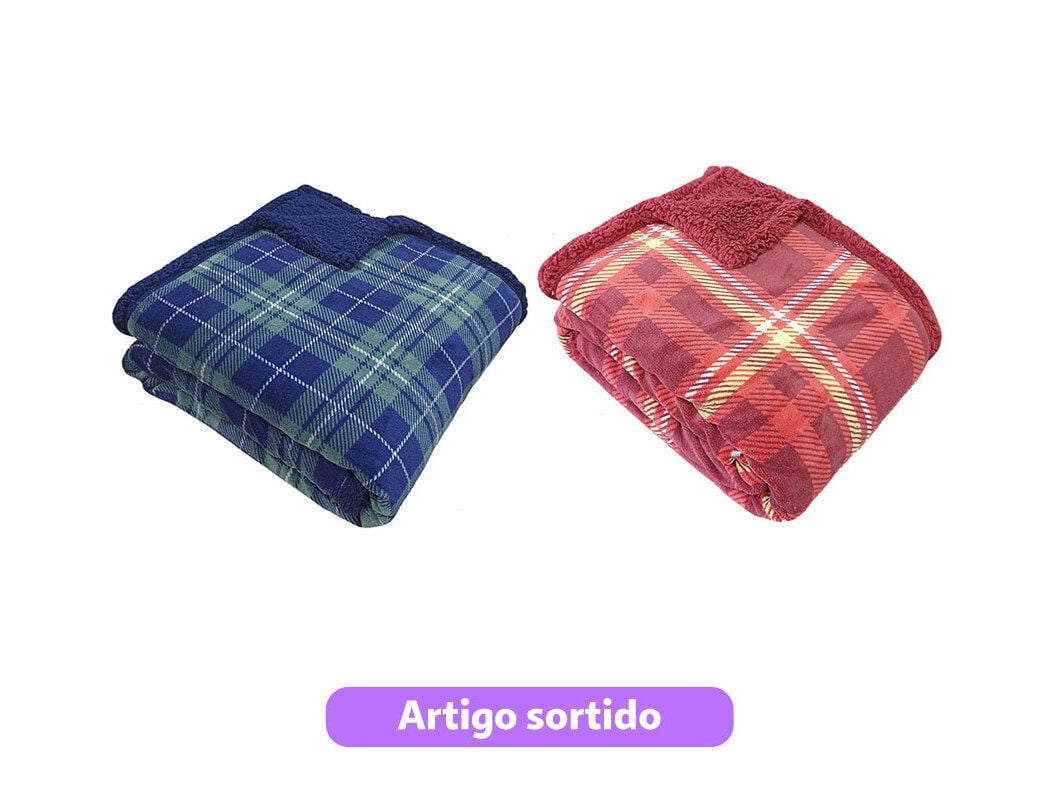 MANTA ACTUEL CORALINA / BORREGUITO XADREZ 130X170CM CORES SORTIDAS